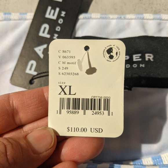 NWT Free People x Paper Blue White Striped Ruffle Bikini, L / XL - Picture 11 of 15